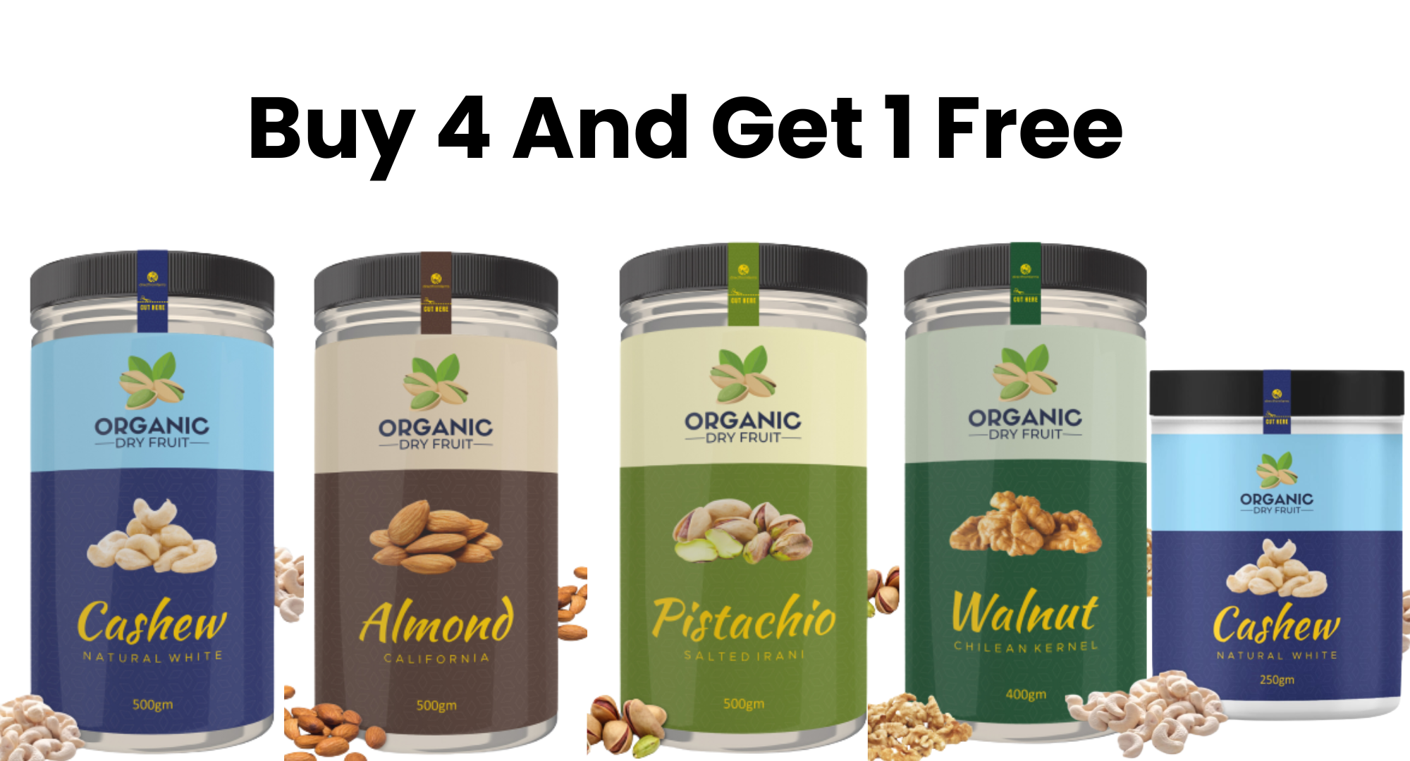 Organic Dry Fruit Combo Pack Of 4 Cashew Almond Walnuts Pistachios 500G And Free Raisin 250G